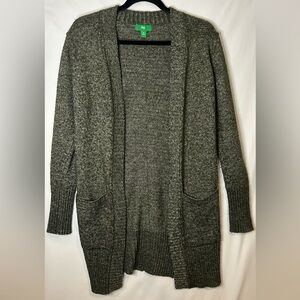 dip Olive Green Cardigan Sweater Classic Knit Open Front